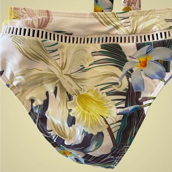 Sanctuary Paradise bikini triangle top high waist bottom tropical print NWT M. - Picture 9 of 14